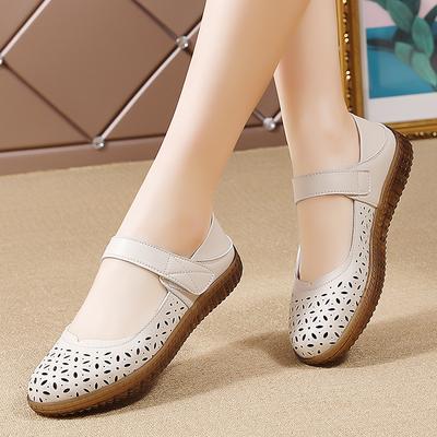 Zapatillas de Verano para Mujer Sandalias de Cuero Suave Zapatos Mary Jane Flexibles para Mujer Sandalias de Caminar para Enfermera Transpirables Antideslizantes