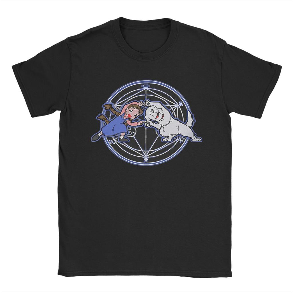 Men T-Shirts Fusioonn Fullmetal Alchemist Anime Vintage Cotton Tee Shirt Short Sleeve Nina and