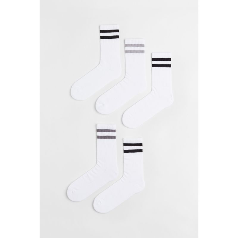 

Мужские носки HM Летние Клетчатые Параллельные полосы Две полосы Спортивные Носки для бейсбола Гольфы 5 пар 0647207 White/Grey 25-26