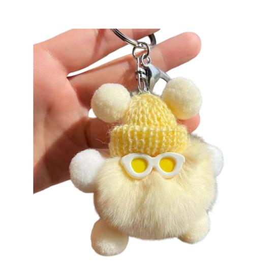 Yousheng Keychain Plush Rabbit Fur Cartoon Doll Shape Bag Charm Car Keychain Decorative Accessory Emotional Support Gift