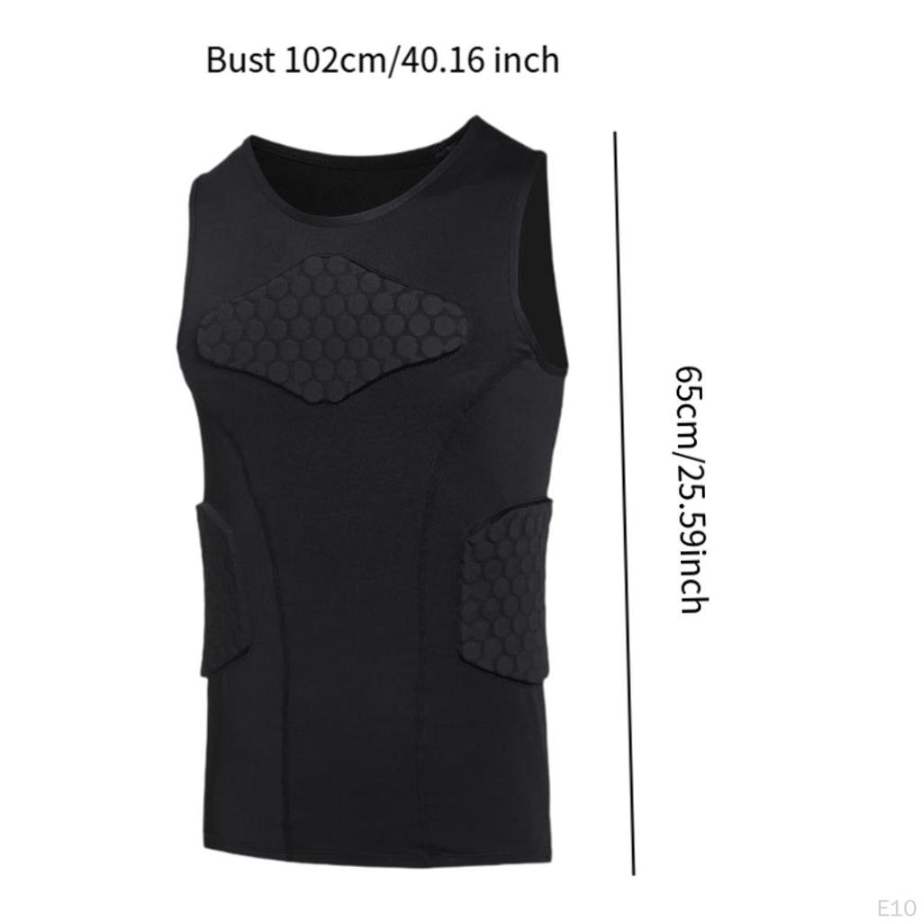 Mens Padded Vest Chest Rib Protector Sleeveless Shirt Comfortable Breathable Guard