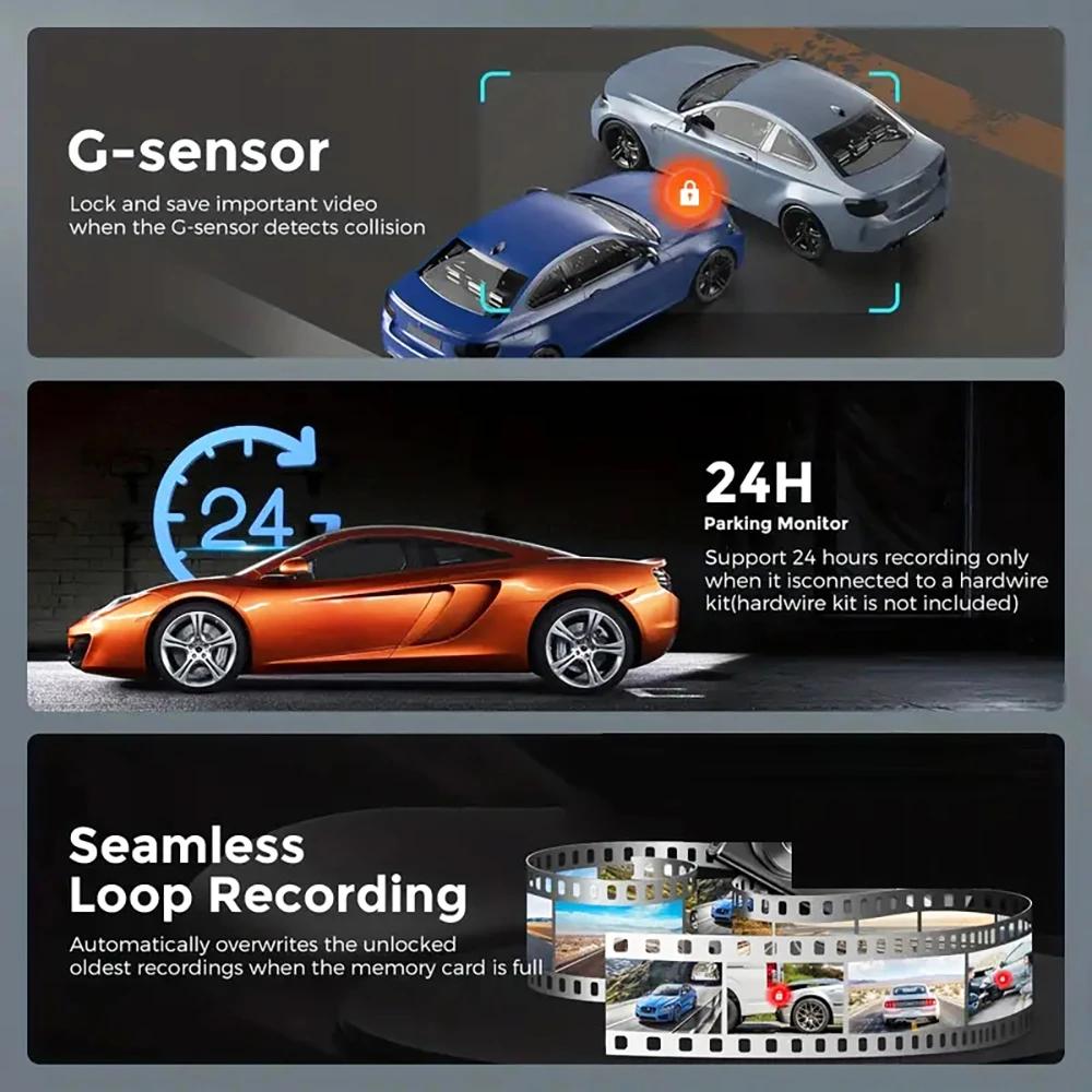 3Camera Dash Cam For Car Camera 1080P Video Recorder WIFI Car DVR Front Rear View Camera Night Vision Black Box Car Accessories