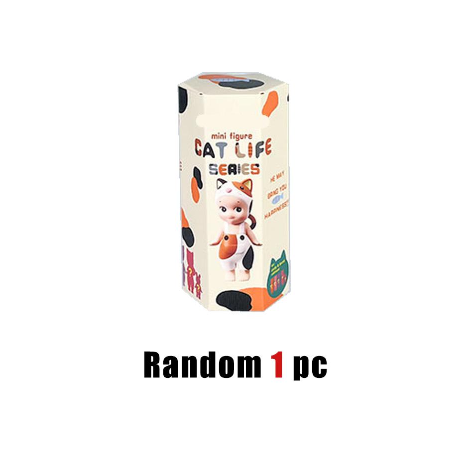 Angel Mini Figure Cat Life Series Blind Box Action Figures Toy Ornaments Doll Model for Fans Kids Christmas Gifts