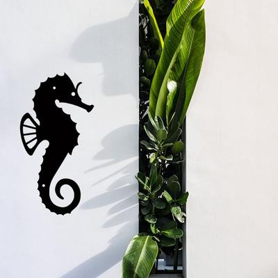 Přineste pláž domů Jednodílná silueta mořského koníka Nástěnná dekorace samolepka | Ideální pro dekoraci domu a zahrady | Kovová nástěnná dekorace
