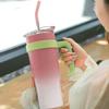 Car Insulated Mug Stainless Steel 1250ML with Straw Insulated Tumblers for Outdoor Travel Gradient