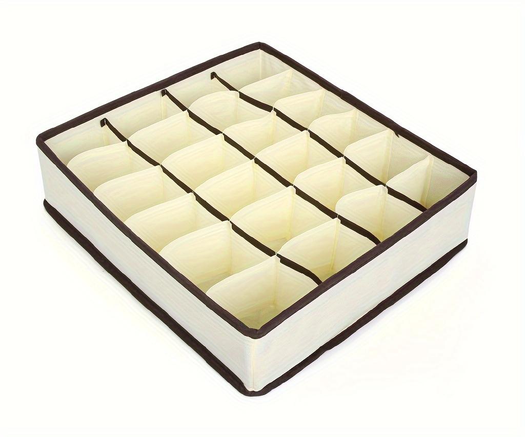 

1 Pack 24-Compartment Folding Drawer Storage Box - Durable Fabric Organizer for Underwear, Socks, Data Cables & Remote Controls бежевий