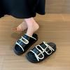 Thick-soled One-word Drag Women's Outer Wear 2025 Summer New Korean Version Fashion Beach Shoes Belt Buckle Casual Cool Slippers Women