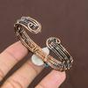 Natural Rainbow Moonstone Gemstone Copper Wire Wrap Cuff Bangle Adjustable z8W59
