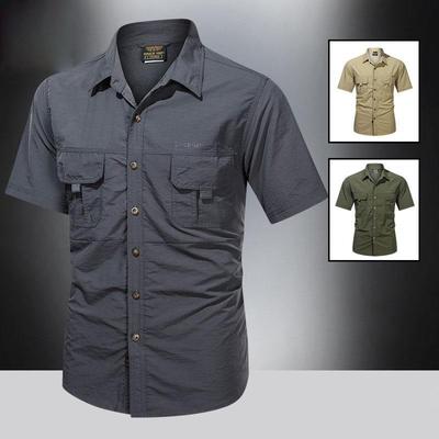 Summer Men's Quick-drying Short-sleeved Shirt Polo Shirts Outdoor Loose Tactical Breathable Leisure Mountaineering Fishing T-shirt