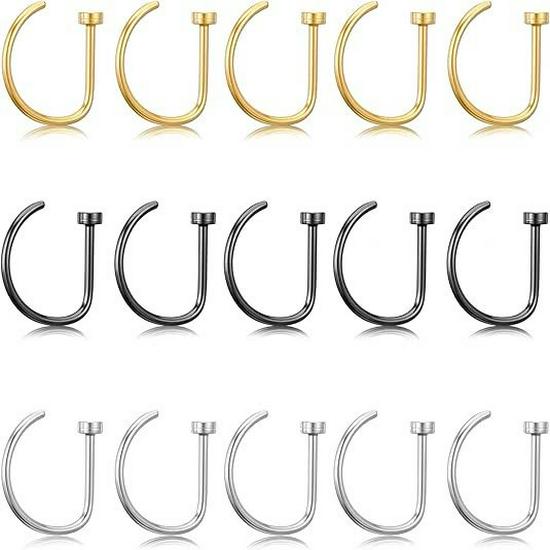 Versatile Piercing Jewelry Set: Nose Rings, Lip Studs, Tongue Rings