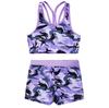 Crew Neck Patterns Printed Sleeveless Y-Shaped Back Tank Vest with Elastic Waistband Boyshorts Athletic Sets
