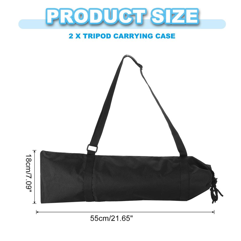 PATIKIL 21.65"x7.09" Tripod Case, 2-Piece Nylon Padded Tripod Bag for Light Stands and Tripods with Handles, Black Photography Accessories