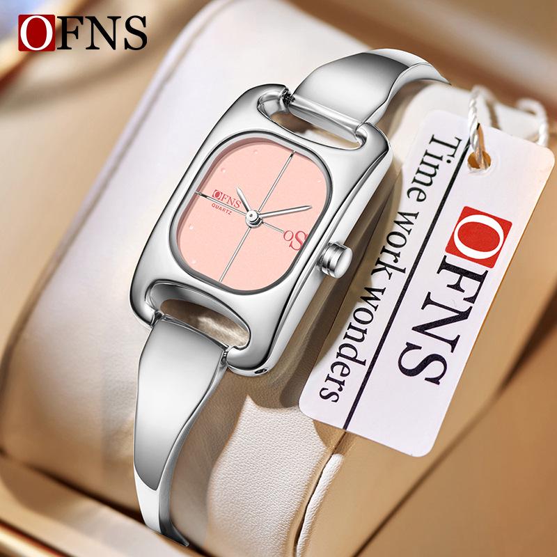 Oufanni Elegant Ladies' Waterproof Square Quartz Wristwatch - Lightweight Luxury Alloy Design.