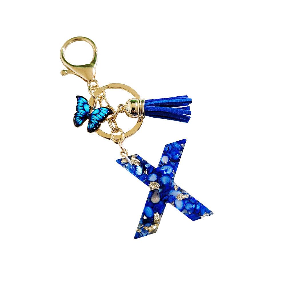 Sapphire Blue Butterfly Tassel Keychain Pendant