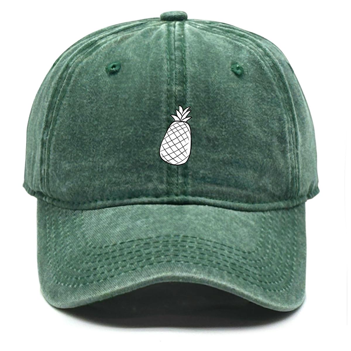 

White Pineapple Print Adjustable Baseball Hat, Fruit Flat Cap Adjustable Strap Non-Stretch Fabric Solid Trendy Snapback Baseball Cap as the picture зелёный