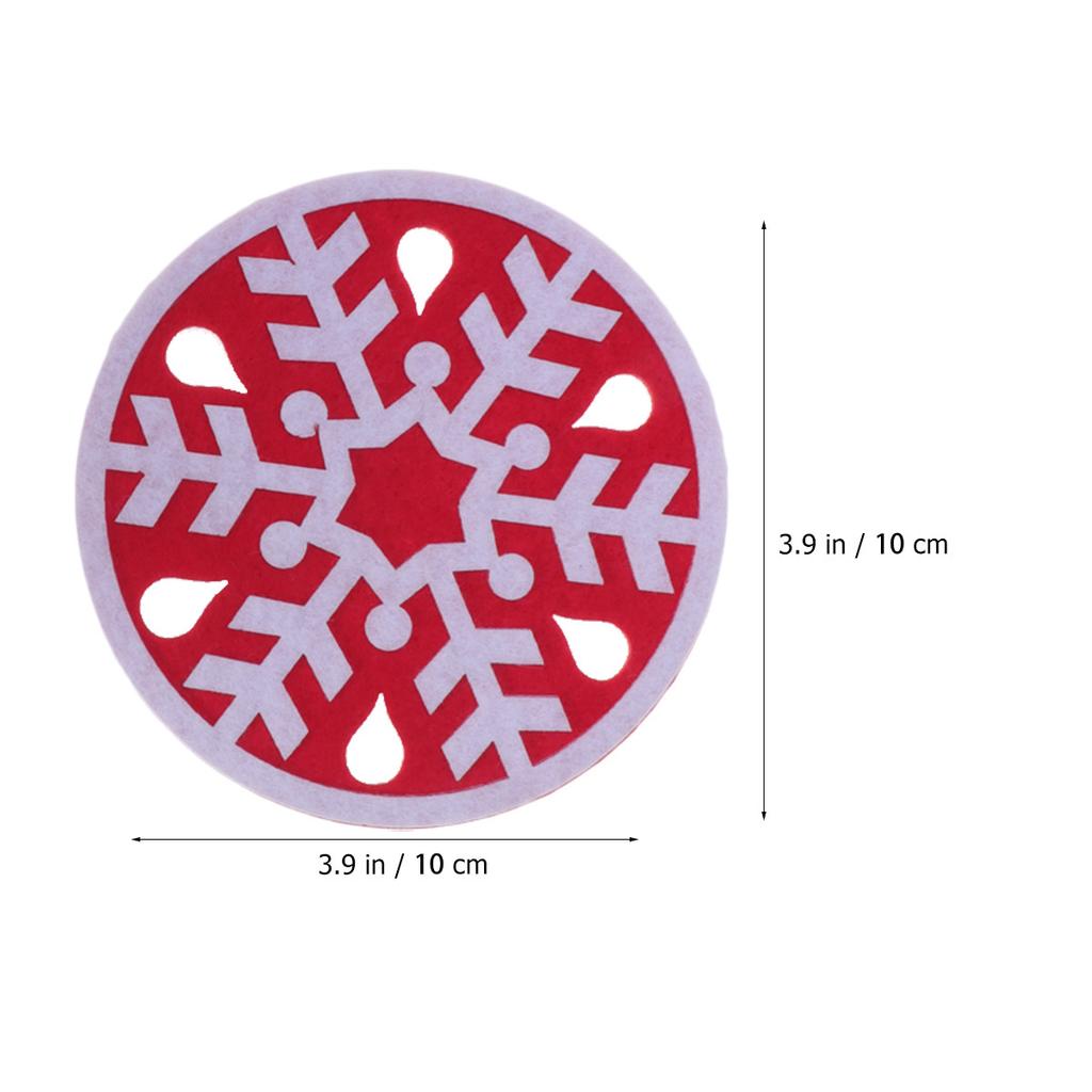 4Pcs Snowflake Shaped Coaster Felt Coasters Non-Slip Heat Resistant Round Cup Mats for Table Protection Red Felt Coasters
