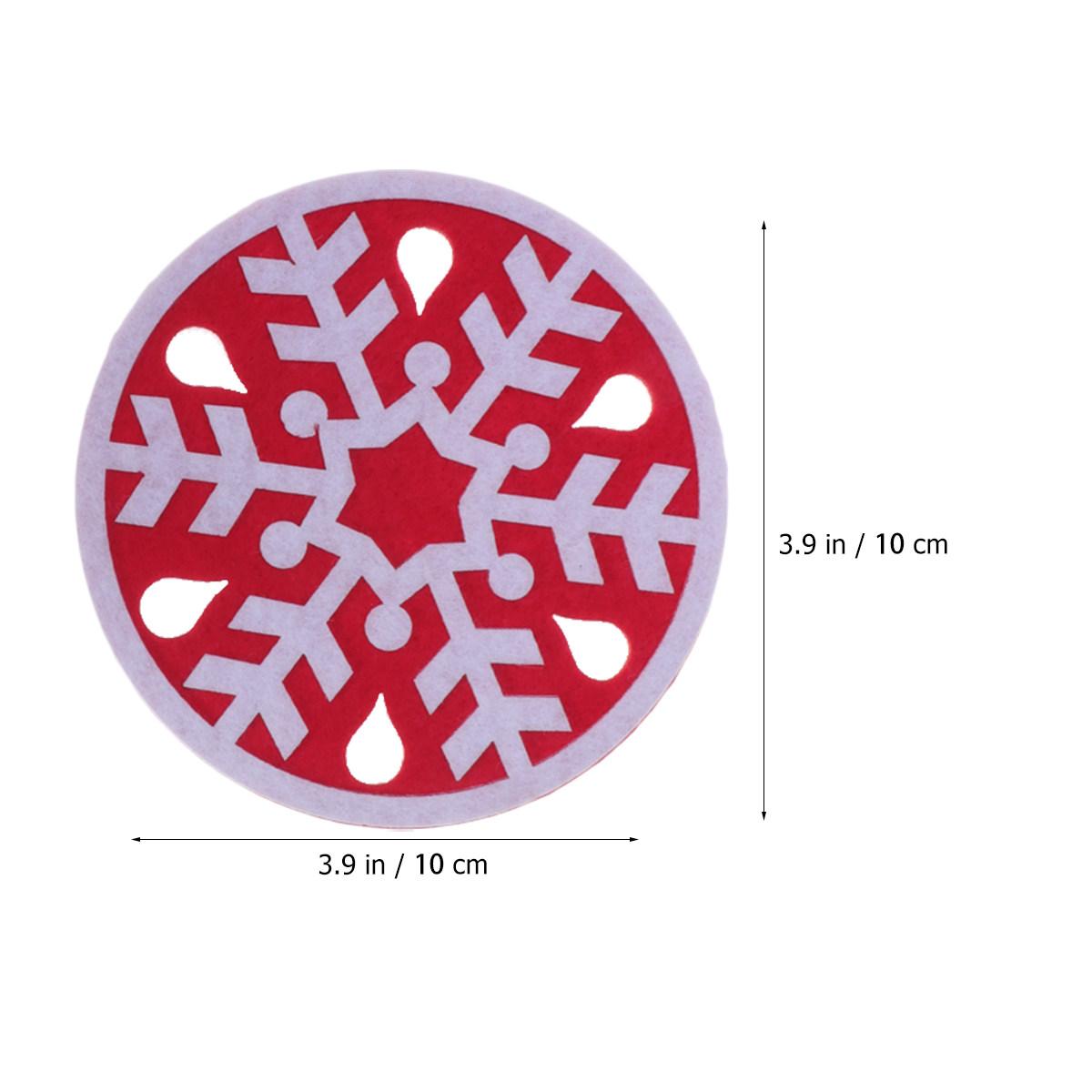 4Pcs Snowflake Shaped Coaster Felt Coasters Non-Slip Heat Resistant Round Cup Mats for Table Protection Red Felt Coasters красный