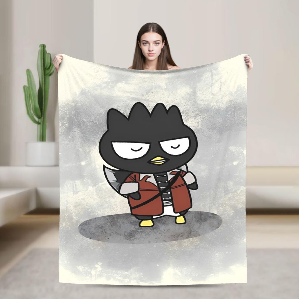 Kawaii Black Penguin Blanket Bad Badtz Maru Super Warm Pattern Plush Throw Blanket For Couch Bed Flannel Bedspread Bed Cover