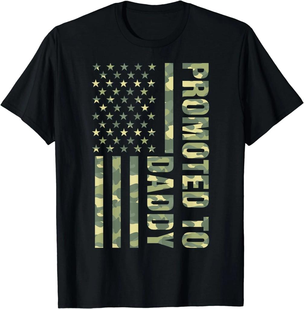 Promoted To Daddy American Flag Camo Fathers Day New Dad Gifts Unisex T-Shirt
