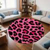 Rosa Leopardenmuster Flannel-bedruckte runde Bodenmatten sind rutschfest Geeignet für Zimmer Schlafzimmer Terrasse Garten Teppiche