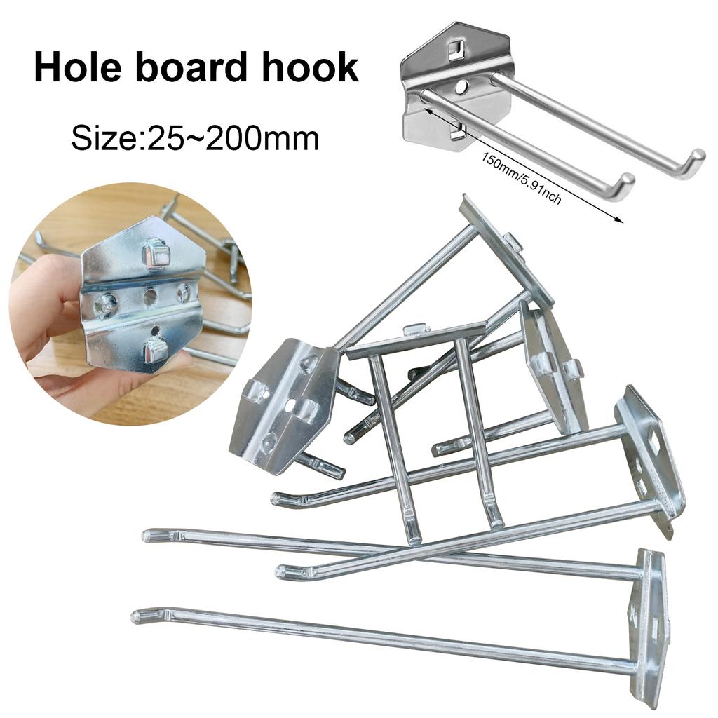 1/5Pcs 25/50/75/100/150/200mm Hole Board Hook Steel Oblique Hanger Wall Mount Steel Pegboard Hook for Shop Good Shelf
