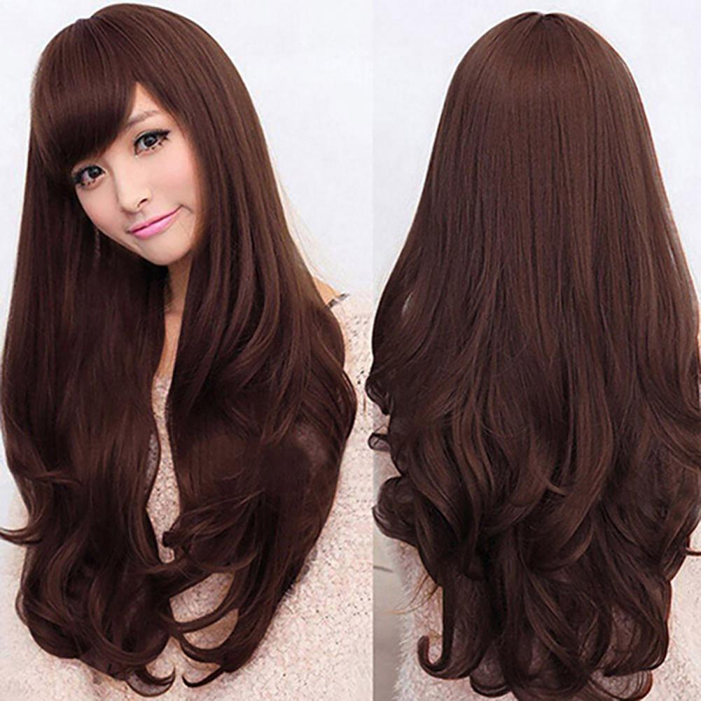 Women Fashion Synthetic Long Wavy Wig Lady Wigs Blonde Brown Black Linen Natural Cosplay Party Hair for Party Club