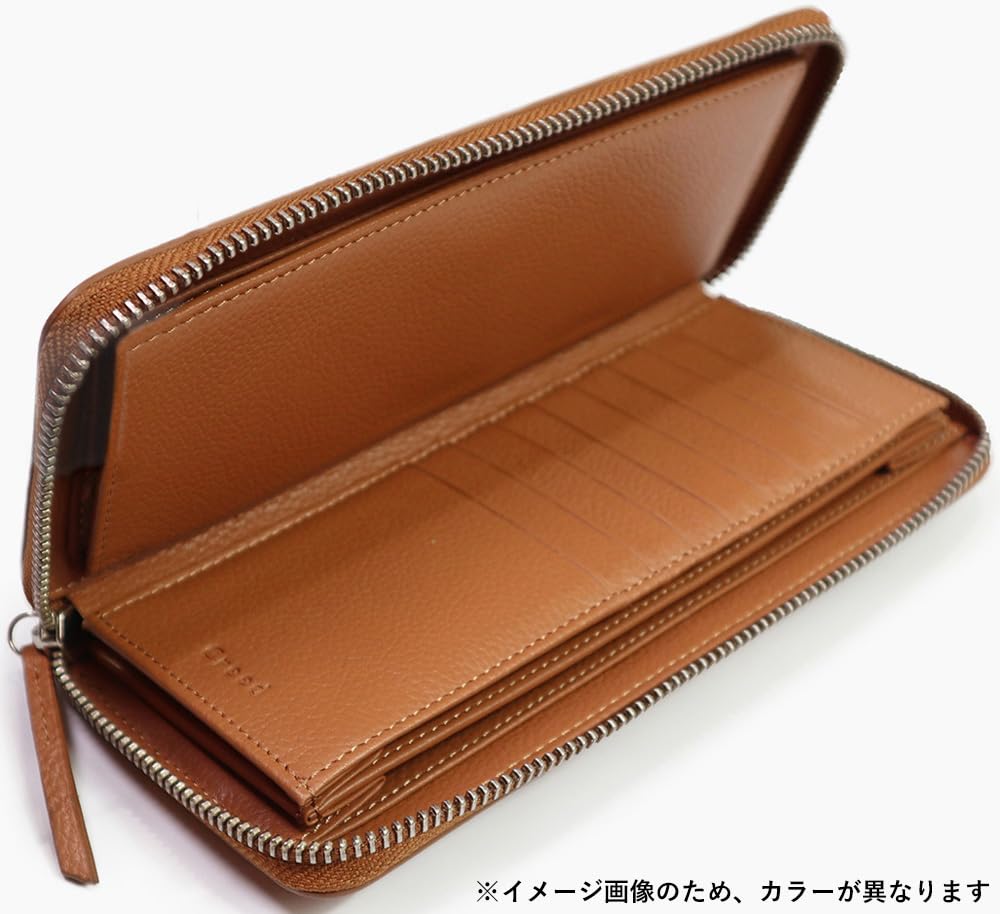 Portofel lung rotund Portofel lung din piele de vacă roz cromat [Creed] R-MILLED 335C117#35