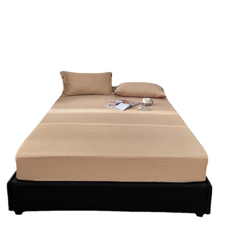 60-Count Long-Staple Cotton Sateen Jacquard Fitted Sheet, Flat Sheet, Pillowcase Set - Plain Color, Pure Cotton, Anti-Slip Mattress Cover