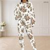 Women Plus Size Floral Printed Round Neck Long Sleeve Top And Long Pants Set