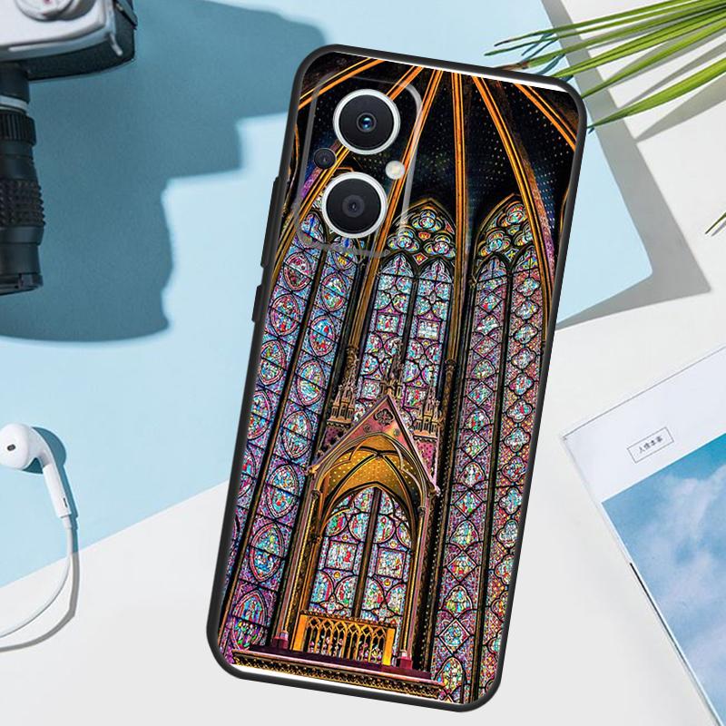 

church gothic Stained glass Cover For OPPO Reno 11 Pro 10 12 13 14 14F 13F 12F 11F 7 8 Lite OPPO Find X6 X5 X8 X9 Pro Case OPPO Reno13 Pro