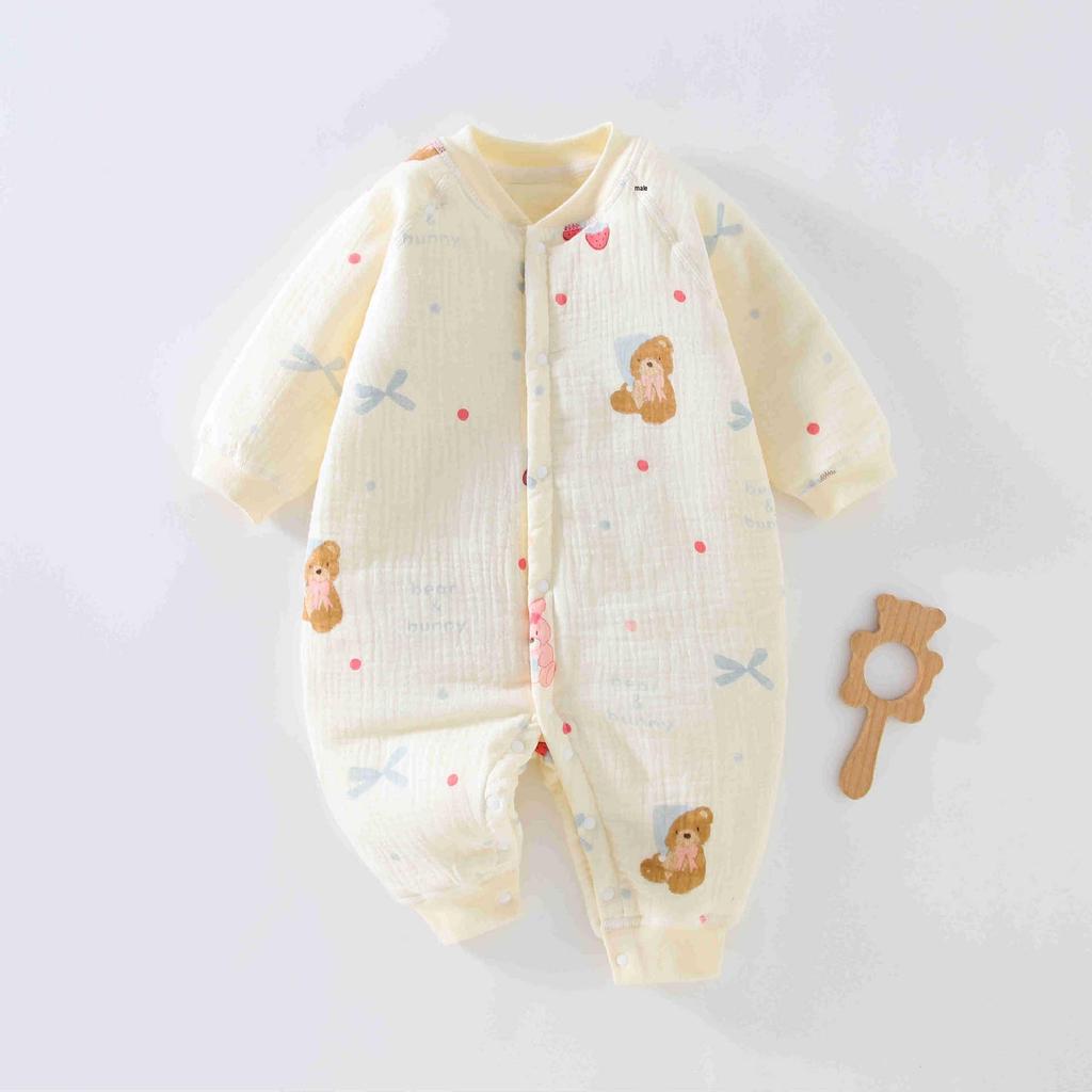 Pure Cotton Gauze Autumn/Winter Jumpsuit for Toddlers - Universal Newborn Warm Thin Cotton, Thickened Crawling Clothes
