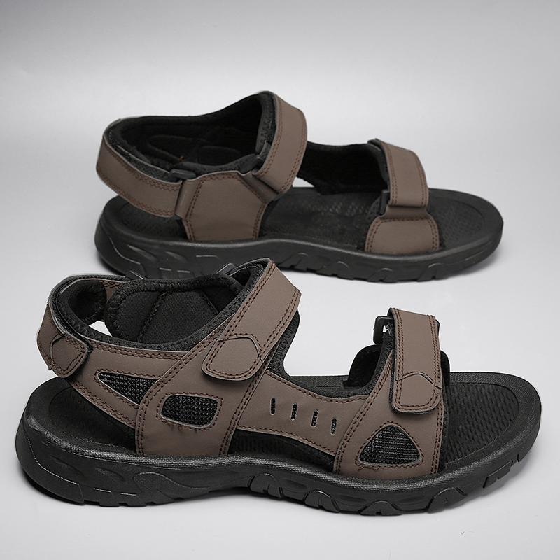 Fashion Brown Genuine Leather Men Sandals Summer New Large Size Sandals Outdoor Men's Casual Shoes Fashion Sandals Slippers Big Size 47
