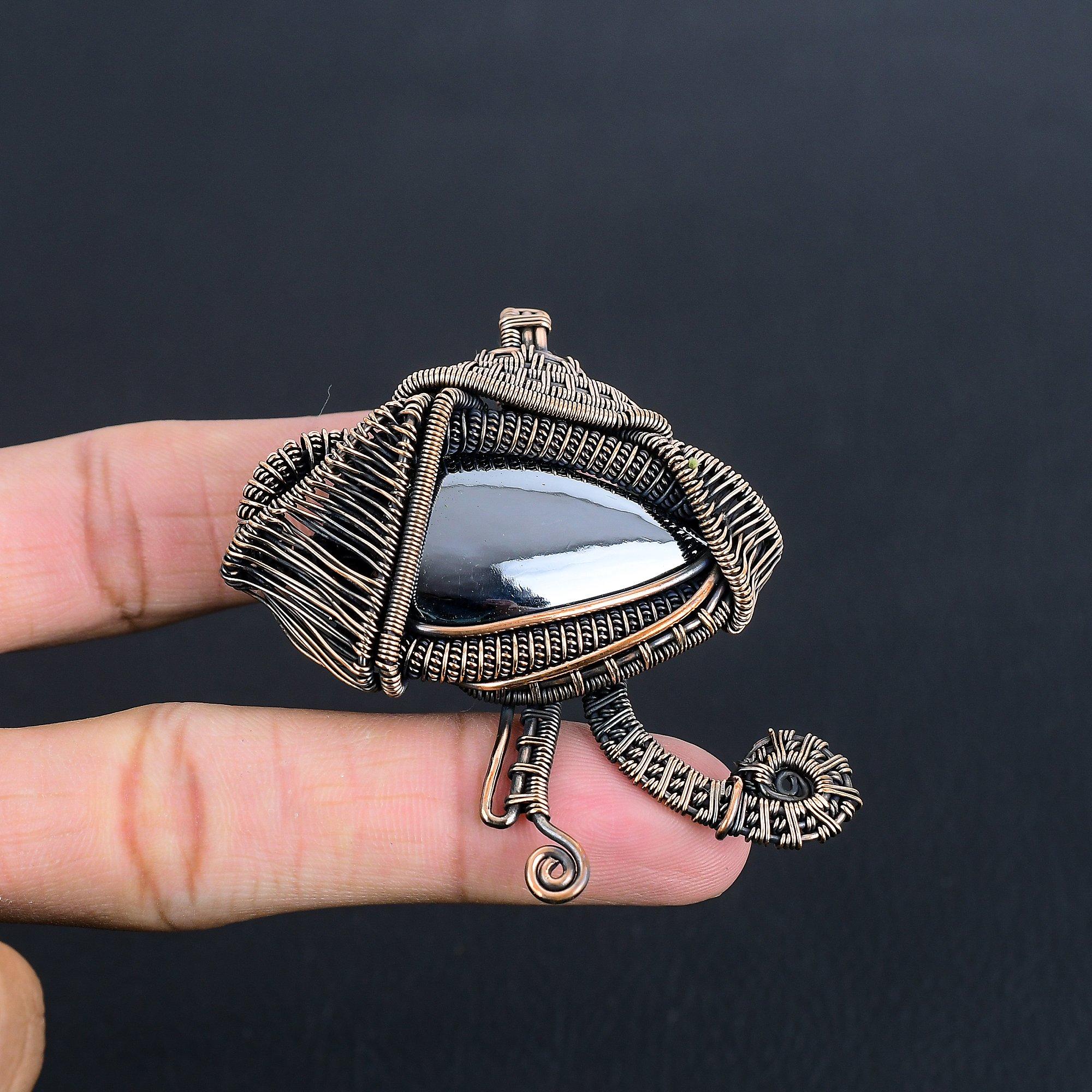 

Кулон из шунгита, ювелирное изделие из драгоценного камня, обернутое медной проволокой 999 пробы, кулон ручной работы, для Дня благодарения