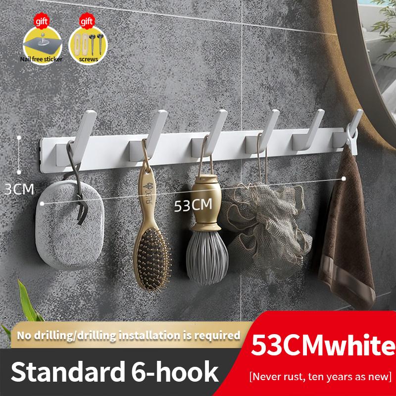 YUNJIEYA Black/White Door Hooks Clothes Hook Hanger Shelf Organizer Storage Shelf Shower Wall Rack Kitchen Bathroom Accessories