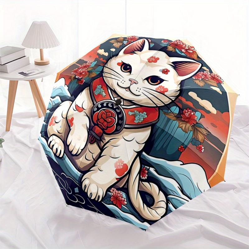 

1pc Automatic Opening/Closing Umbrella with Convenient Three-Fold Design, 8-Bone Iron Frame, Outdoor Umbrella, Ideal Gift for Fans, Travelers, Da