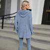 Autumn and Winter Women's Solid Colour Plus Size Hooded Button Loose Long Sleeve Sweatshirt