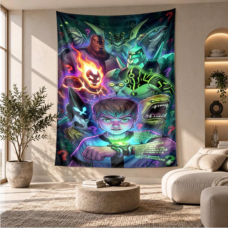 Alien Heroes Ben 10 Cartoon Theme Beach Towel Personalized Custom Name & Text Soft Quick Dry Beach Towel for Swimming Travel