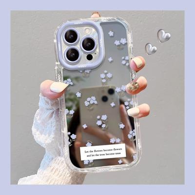 Ins Wind Purple Small Floral Suitable for Apple 15promax Mobile Phone Case IPhone 14plus Mirror 16/13