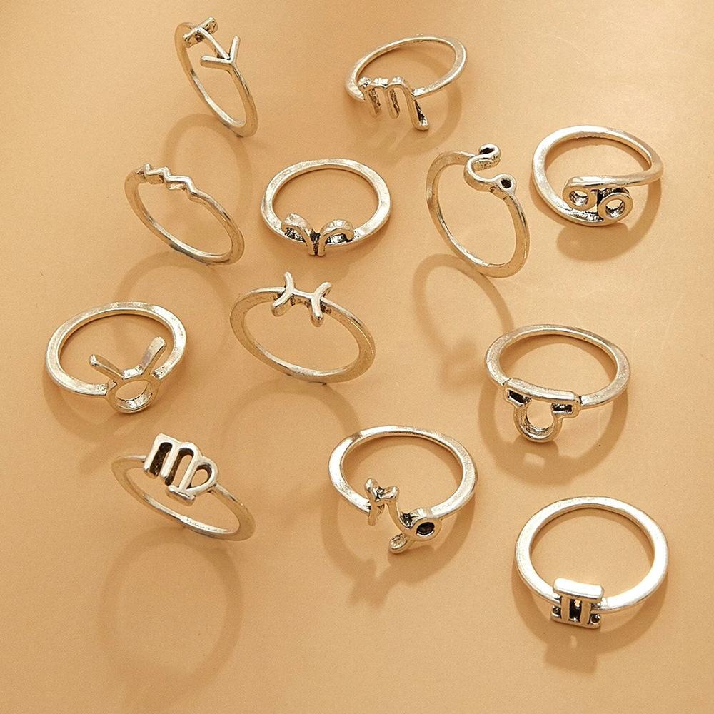 New Twelve Constellations Ring Set, Creative Personalized Joint Women's Trend Ring Jewelry