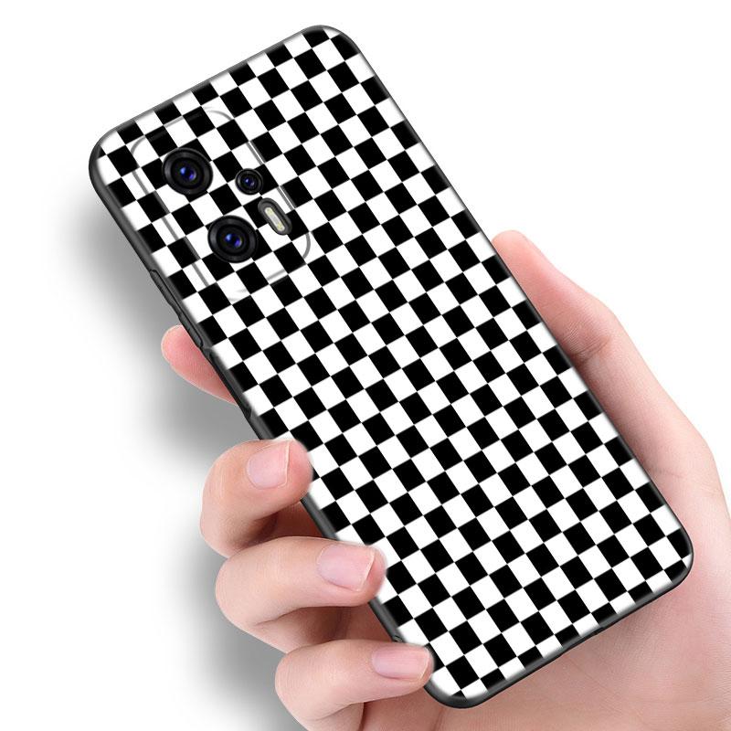 Czarne Białe Kraciaste Zebra Etui na Telefon Dla Xiaomi POCO F2 F3 M2 M3 M4 X3 X4 Pro NFC F4 GT 5G F1 X2 C3 C31 C40 M5S TPU Czarny Pokrowiec