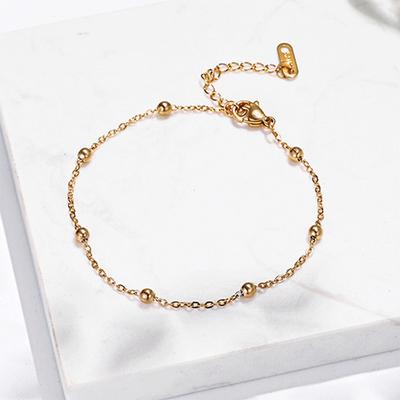 316L Stainless Steel Gold Colour Beaded Chain Anklets Fashion  Minimalist Chain Anklet Fashion Women's  Party