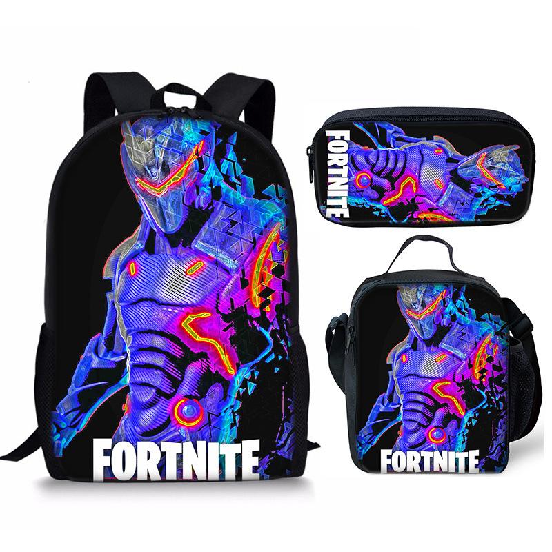 

3pcs Collection Activity Fortnite Backpack Student Schoolbag Cute And Charming Pencil Case Lunch Bags Cosplay School Pouch Boys Girls Travel Bags 3pcs