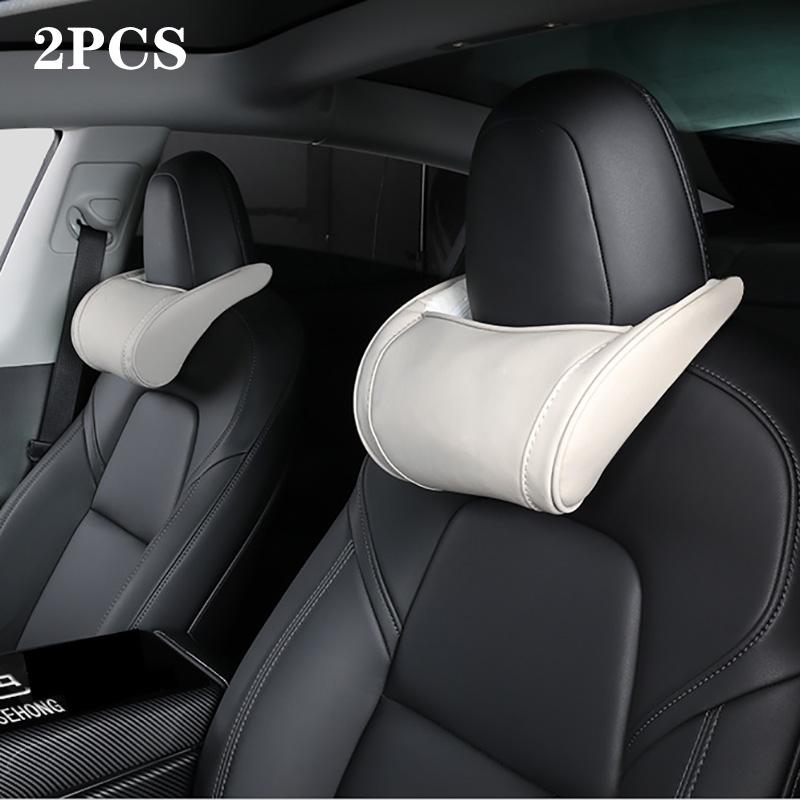 Do Tesla Model 3 YXS Poduszka na szyję Poduszka zagłówka Skórzana poduszka na szyję i pas z pamięcią kształtu Poduszka na głowę do fotela samochodowego Model3 Akcesoria