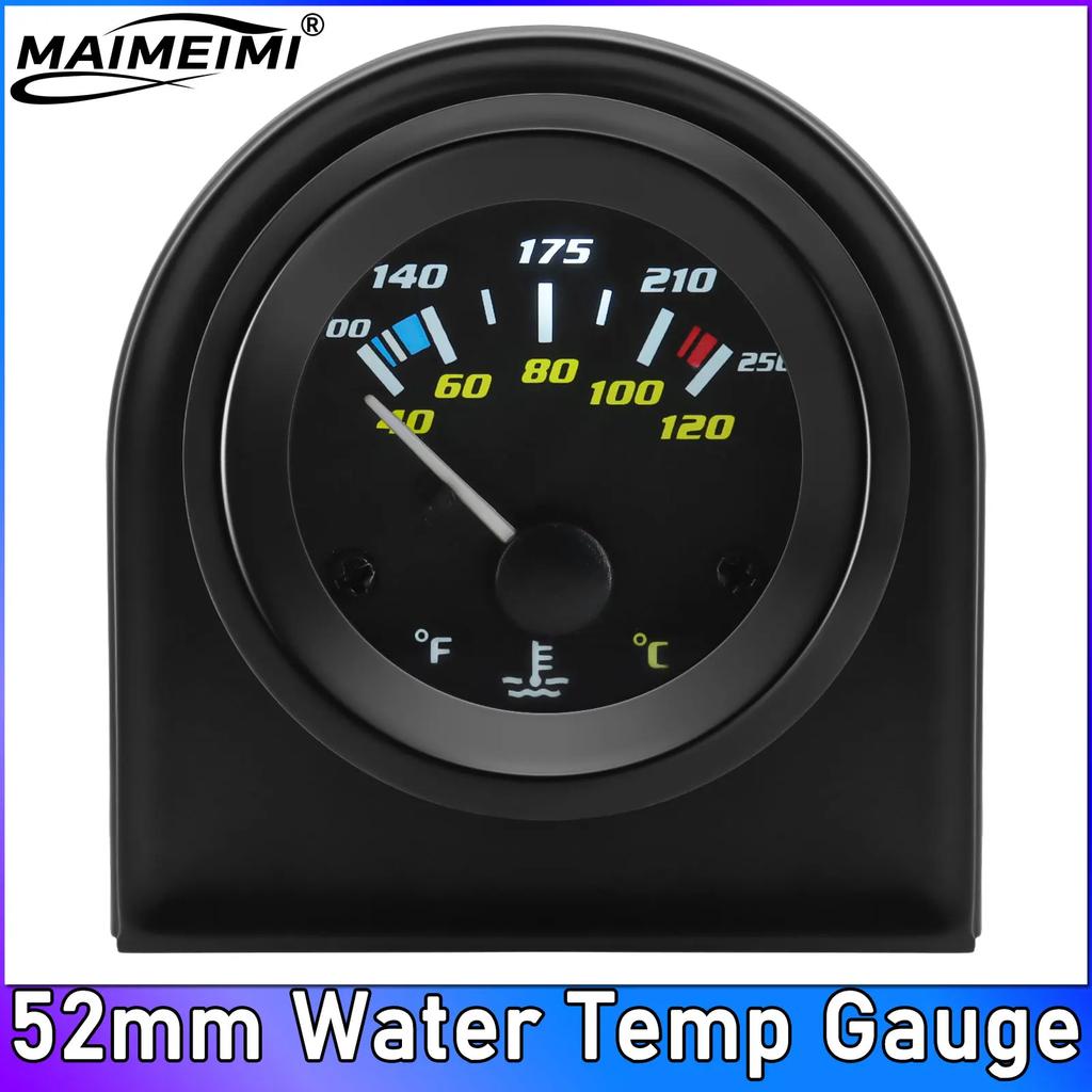 52mm Fuel Level Gauge 12V White LED Black Rim Universal Car Automotive Oil Level Meter 240-33ohm Oil Press Water Temp Gauge