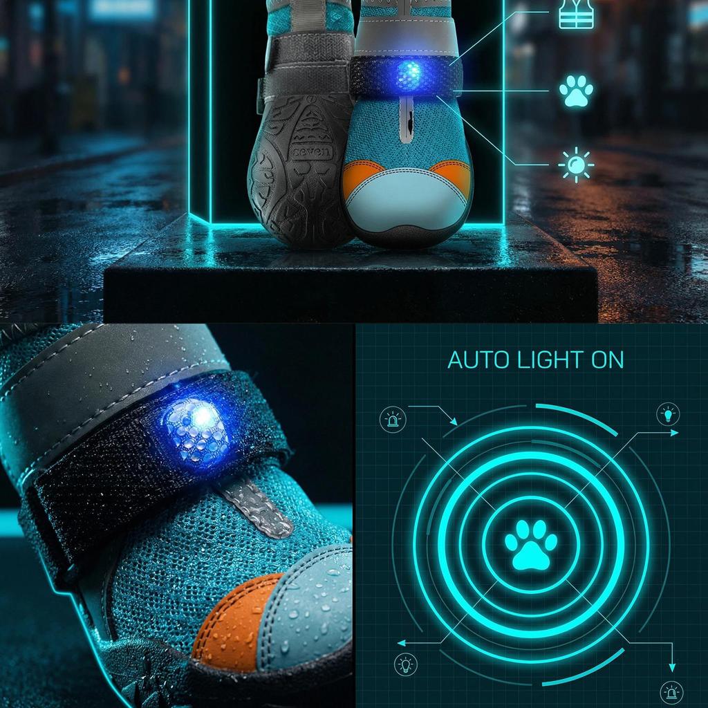 Light Up Dog Shoes Breathable Pet Supplies Doggy Shoes Cat Glowing Boots For Puppy Kitten Summer Outdoor Night Walks Training