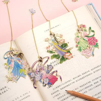 Chinese Mythological Fairy Bookmarks Beautiful Hollow Brass Bookmark Flower Fairy Bookmarks Girl‘s Stationery