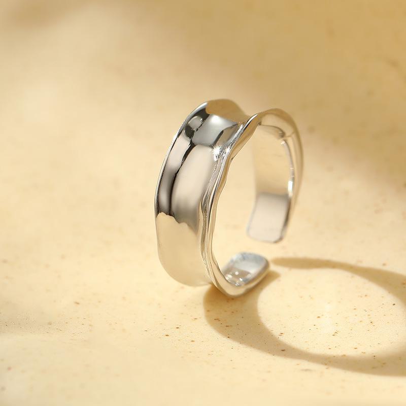 

Кольцо Banyan Tree S925 Silver Irregular Geometric Ring для женщин - минималистичный, модный холодный стиль RS578; Adjustable opening белого золота