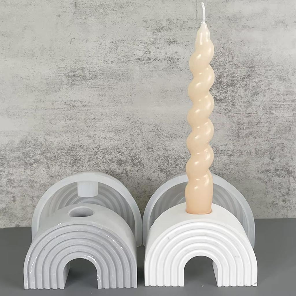Support de Bougie Arc-en-ciel Nordique Moule en Silicone Bricolage Fait Main Plâtre Résine Époxy Béton Support de Bougie Moules de Coulage Décoration de Maison