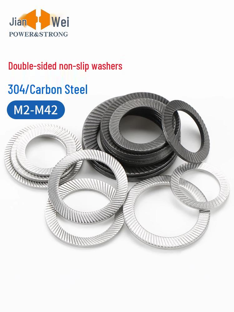 

304 Stainless Steel Double-Sided Toothed Lock Washer, Anti-slip, Self-locking, Black Carbon Steel, M2-M42 M4*7 (100 pcs) 304