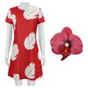 Anime Lilo Cosplay Costume Pelekai Red Dress Brooch Outfits Halloween Carnival Party Role Play Uniform For Women